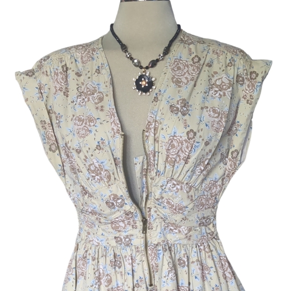 H& M Designer Base Floral Flare Dress 100*% Cotton Size 10 - Picture 12 of 16